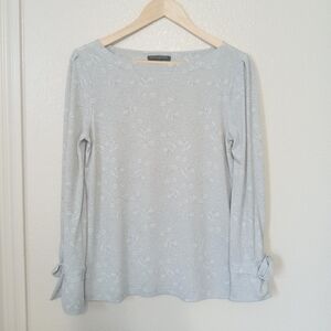 Banana Republic Factory Tie Sleeve Heather Grey Long Sleeve Relaxed Fit Top